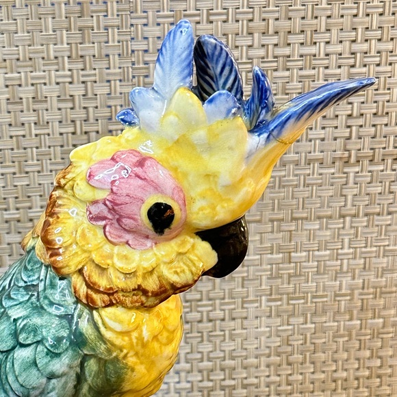 🌟3xHP🌟VTG 1950s Stangl Art Pottery Large Cockatoo Majolica Style Figurine USA - Picture 3 of 17